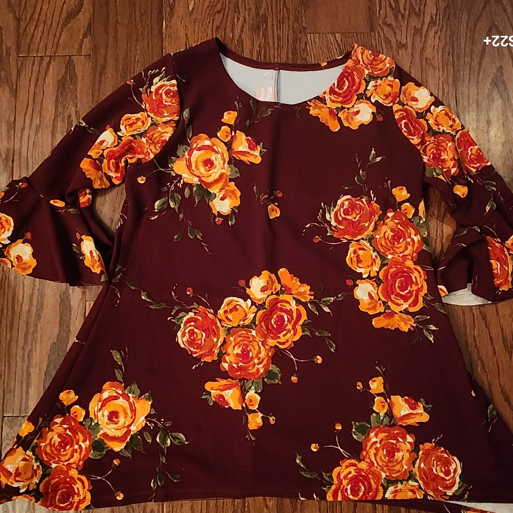 Floral Burgundy Women's Tunic.